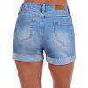 image:imageSidefeel Womens Jean Shorts Casual High Waisted Stretchy Buttoned Folded Hem Denim ShortsIceland Blue