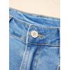 image:imageSidefeel Womens Jean Shorts Casual High Waisted Stretchy Buttoned Folded Hem Denim ShortsIceland Blue