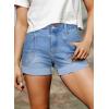 image:imageSidefeel Womens Jean Shorts Casual High Waisted Stretchy Buttoned Folded Hem Denim ShortsIceland Blue