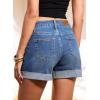 image:imageSidefeel Womens Jean Shorts Casual High Waisted Stretchy Buttoned Folded Hem Denim ShortsLight Blue