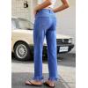 image:imageSidefeel Womens Jeans Wide Leg High Rise Stretchy Jeans Ruffle Hem Straight Leg Denim Pants with PocketsDark Blue