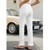 image:imageSidefeel Womens Jeans Wide Leg High Rise Stretchy Jeans Ruffle Hem Straight Leg Denim Pants with PocketsWhite