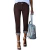 image:imageSidefeel Womens Capri Jeans High Waisted Stretchy Rollup Skinny Cuffed Cropped Zimbaplatinum Summer Capri PantsChicory Coffee