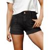 image:imageSidefeel Womens Jean Shorts Casual High Waisted Stretchy Buttoned Folded Hem Denim ShortsBlack