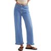image:imageSidefeel Womens Jeans Wide Leg High Rise Stretchy Jeans Ruffle Hem Straight Leg Denim Pants with PocketsIceland Blue
