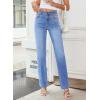 image:imageSidefeel Womens Straight Leg Jeans High Waisted Stretchy Rhinestone Wide Leg Denim PantsDark Blue