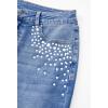 image:imageSidefeel Womens Straight Leg Jeans High Waisted Stretchy Rhinestone Wide Leg Denim PantsDark Blue