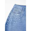 image:imageSidefeel Womens Straight Leg Jeans High Waisted Stretchy Rhinestone Wide Leg Denim PantsLight Blue