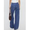 image:imageSidefeel Womens Wide Leg Jeans Low Waisted Stretchy Drawstring Button Down Denim PantsDark Blue