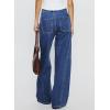 image:imageSidefeel Womens Wide Leg Jeans Low Waisted Stretchy Drawstring Button Down Denim PantsDark Blue