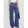 image:imageSidefeel Womens Wide Leg Jeans Low Waisted Stretchy Drawstring Button Down Denim PantsDark Blue