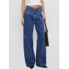 image:imageSidefeel Womens Wide Leg Jeans Low Waisted Stretchy Drawstring Button Down Denim PantsDark Blue