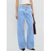 image:imageSidefeel Womens Wide Leg Jeans Low Waisted Stretchy Drawstring Button Down Denim PantsIceland Blue