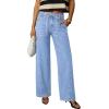 image:imageSidefeel Womens Wide Leg Jeans Low Waisted Stretchy Drawstring Button Down Denim PantsIceland Blue