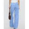 image:imageSidefeel Womens Wide Leg Jeans Low Waisted Stretchy Drawstring Button Down Denim PantsIceland Blue