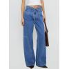 image:imageSidefeel Womens Wide Leg Jeans Low Waisted Stretchy Drawstring Button Down Denim PantsLight Blue