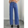 image:imageSidefeel Womens Wide Leg Jeans Low Waisted Stretchy Drawstring Button Down Denim PantsLight Blue