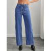 image:imageSidefeel Womens Wide Leg Jeans Low Waisted Stretchy Drawstring Button Down Denim PantsLight Blue