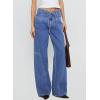 image:imageSidefeel Womens Wide Leg Jeans Low Waisted Stretchy Drawstring Button Down Denim PantsLight Blue