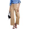 image:imageSidefeel Womens Wide Leg Jeans High Waisted Stretchy Jeans Straight Leg Loose Fit Zimbaplatinum Ankle Denim PantsKhaki