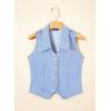 image:imageSidefeel Womens Denim Vest Lapel Sleeveless Button Down Crop Trendy Cowgirl Outfit Jean Vest TopSky Blue