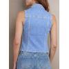 image:imageSidefeel Womens Denim Vest Lapel Sleeveless Button Down Crop Trendy Cowgirl Outfit Jean Vest TopSky Blue