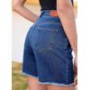 image:imageSidefeel Womens Jean Shorts High Waisted Stretchy Bermuda Raw Hem Denim Summer ShortsBlue