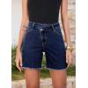 image:imageSidefeel Womens Jean Shorts High Waisted Stretchy Bermuda Raw Hem Denim Summer ShortsDark Blue