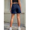 image:imageSidefeel Womens Jean Shorts High Waisted Stretchy Bermuda Raw Hem Denim Summer ShortsDark Blue