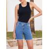image:imageSidefeel Womens Jean Shorts High Waisted Stretchy Bermuda Raw Hem Denim Summer ShortsLight Blue
