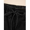 image:imageSidefeel Womens Baggy Wide Leg Jeans Elastic Waist Drawstring Front Seam Ankle High Waisted Barrel JeansBlack