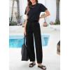 image:imageSidefeel Womens Baggy Wide Leg Jeans Elastic Waist Drawstring Front Seam Ankle High Waisted Barrel JeansBlack