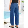 image:imageSidefeel Womens Baggy Wide Leg Jeans Elastic Waist Drawstring Front Seam Ankle High Waisted Barrel JeansDark Blue