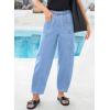 image:imageSidefeel Womens Baggy Wide Leg Jeans Elastic Waist Drawstring Front Seam Ankle High Waisted Barrel JeansIceland Blue