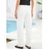 image:imageSidefeel Womens Baggy Wide Leg Jeans Elastic Waist Drawstring Front Seam Ankle High Waisted Barrel JeansWhite
