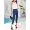 image:imageSidefeel Womens Capri Jeans High Waist Stretchy Skinny Jeans Casual Summer Trendy Cropped Pants with Welt PocketsBlue