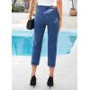image:imageSidefeel Womens Capri Jeans High Waist Stretchy Skinny Jeans Casual Summer Trendy Cropped Pants with Welt PocketsBlue
