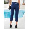 image:imageSidefeel Womens Capri Jeans High Waist Stretchy Skinny Jeans Casual Summer Trendy Cropped Pants with Welt PocketsDark Blue