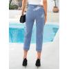 image:imageSidefeel Womens Capri Jeans High Waist Stretchy Skinny Jeans Casual Summer Trendy Cropped Pants with Welt PocketsIceland Blue