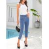 image:imageSidefeel Womens Capri Jeans High Waist Stretchy Skinny Jeans Casual Summer Trendy Cropped Pants with Welt PocketsLight Blue