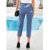 image:imageSidefeel Womens Capri Jeans High Waist Stretchy Skinny Jeans Casual Summer Trendy Cropped Pants with Welt PocketsLight Blue