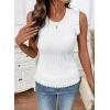 image:imageSidefeel Womens Tank Tops Casual Summer Sleeveless Crew Neck Ribbed Knit Trendy Ruffle Hem Slim Fitted Sweaters TopWhite