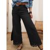image:imageSidefeel Womens Wide Leg Embroidered Jeans High Waisted Stretchy Straight Leg Loose Fit Ankle Denim PantsBlack