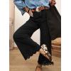 image:imageSidefeel Womens Wide Leg Embroidered Jeans High Waisted Stretchy Straight Leg Loose Fit Ankle Denim PantsBlack