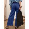 image:imageSidefeel Womens Wide Leg Embroidered Jeans High Waisted Stretchy Straight Leg Loose Fit Ankle Denim PantsBluing