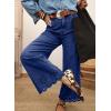 image:imageSidefeel Womens Wide Leg Embroidered Jeans High Waisted Stretchy Straight Leg Loose Fit Ankle Denim PantsBluing