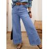 image:imageSidefeel Womens Wide Leg Embroidered Jeans High Waisted Stretchy Straight Leg Loose Fit Ankle Denim PantsIceland Blue