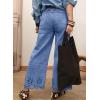 image:imageSidefeel Womens Wide Leg Embroidered Jeans High Waisted Stretchy Straight Leg Loose Fit Ankle Denim PantsLight Blue