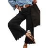 image:imageSidefeel Womens Wide Leg Embroidered Jeans High Waisted Stretchy Straight Leg Loose Fit Ankle Denim PantsBlack