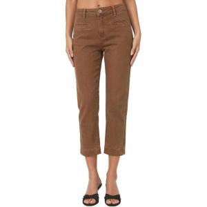 image:imageSidefeel Womens Capri Jeans High Waist Stretchy Skinny Jeans Casual Summer Trendy Cropped Pants with Welt PocketsBrown